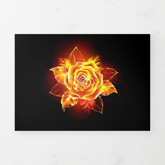 Invitation Trois Volets Blooming Fire Rose (Page de couverture)