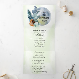 Invitation Trois Volets Blue Moon et Lake Scene Outdoor