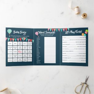 Invitation Trois Volets Bombardements de baby-bulles à air chaud drapeaux