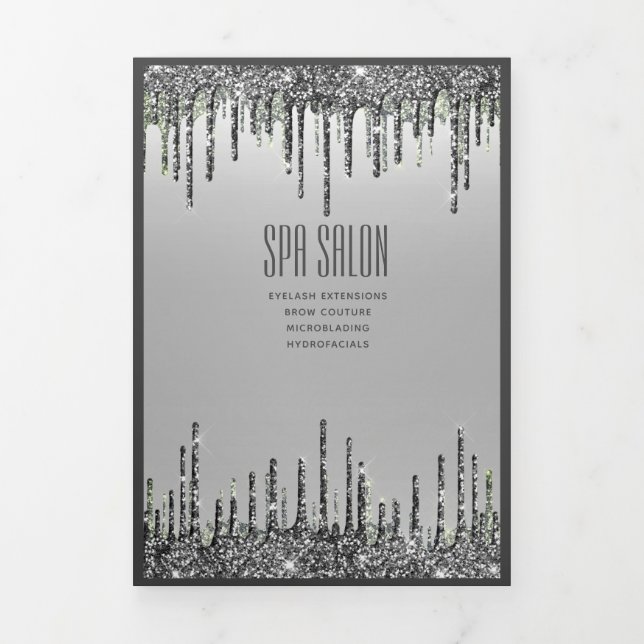 Invitation Trois Volets Brochure de salon Fille Parties scintillant Argent (Page de couverture)