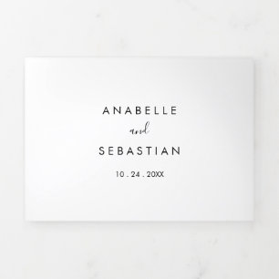 Invitation Trois Volets Calligraphie noir et blanc Mariage triplé