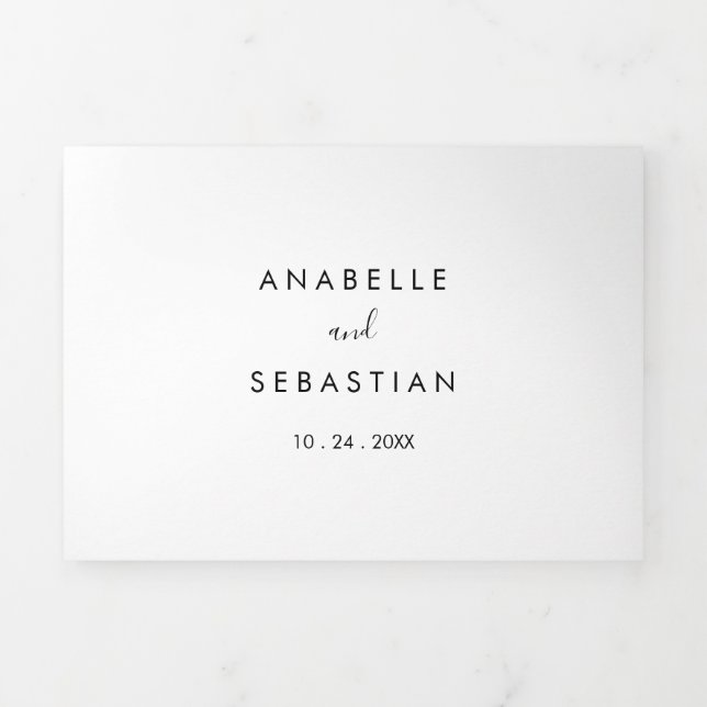 Invitation Trois Volets Calligraphie noir et blanc Mariage triplé (Page de couverture)