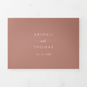 Invitation Trois Volets Calligraphie Terracotta Mariage