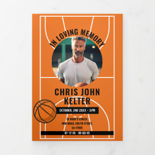 Invitation Trois Volets Célébration de la vie Photo Basketball