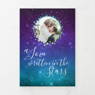 Invitation Trois Volets Céleste Galaxy Night Sky Stars Mariage photo