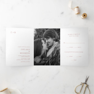 Invitation Trois Volets Chelsea Dusty rose Mariage moderne