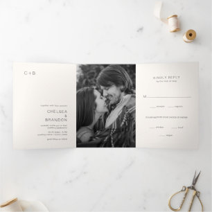 Invitation Trois Volets Chelsea Ivory Mariage moderne