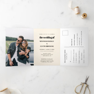 Invitation Trois Volets Chic élégant Tout en un mariage