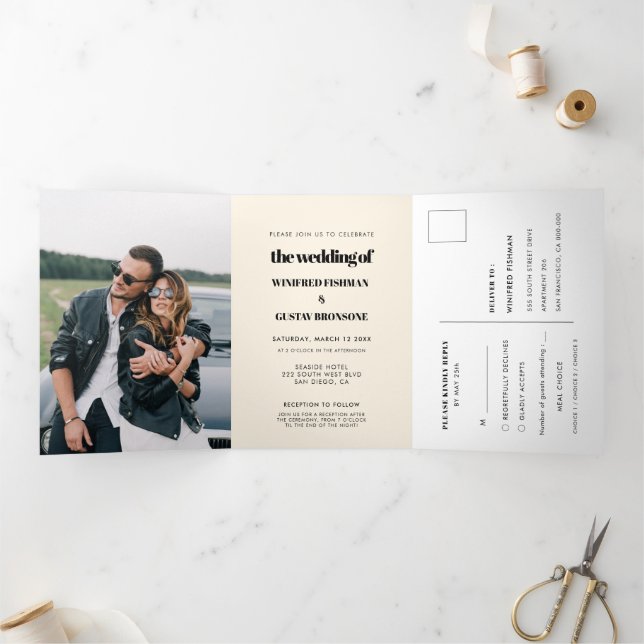 Invitation Trois Volets Chic élégant Tout en un mariage (Intérieur)