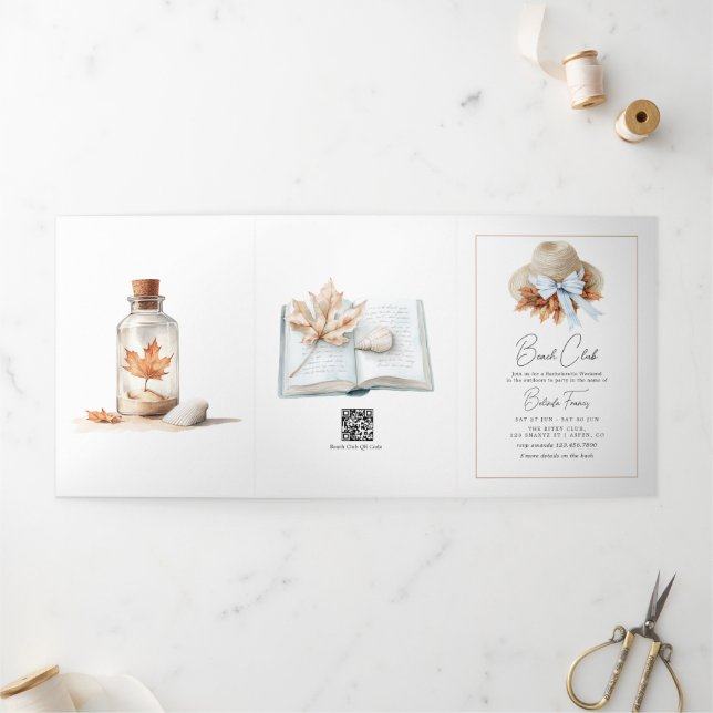 Invitation Trois Volets Chic Social Beach Club Autumn Bachelorette Weekend (Extérieur)