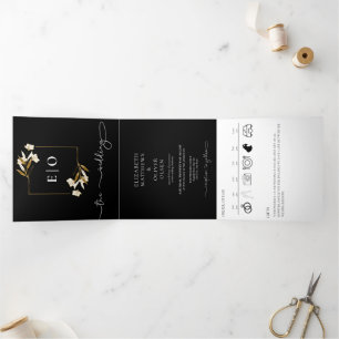 Invitation Trois Volets Classique Moderne Traditionnel   Mariage noir blan