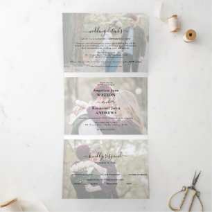 Invitation Trois Volets Collage photo moderne superposition 3 en 1 Mariage