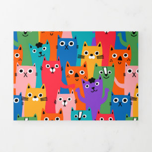 Invitation Trois Volets Colorful cats
