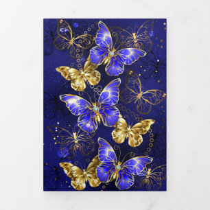 Invitation Trois Volets Composition avec papillons Sapphire