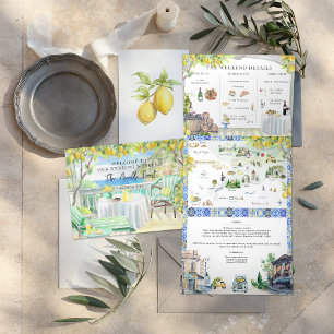 Invitation Trois Volets Côte d'Amalfi   Carte Itinéraire Méditerranéenne