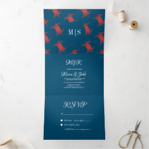 Invitation Trois Volets Crab Broil faire bouillir Plage de fruits de mer M
