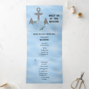 Invitation Trois Volets Crystal Blue Marina Style Mariage