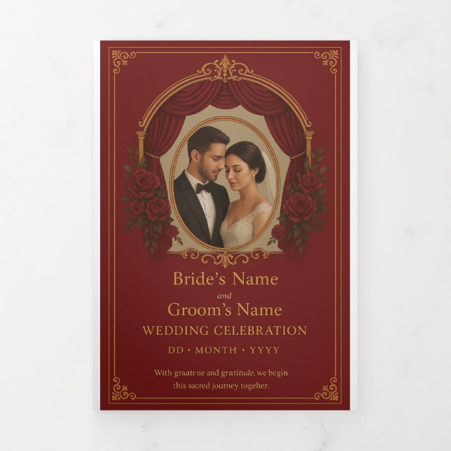 Invitation Trois Volets Custom Trifold Letter Fold Invitation, Size: 5" x  (Page de couverture)