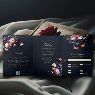Invitation Trois Volets Dark Moody Fairytale Romance Tout en un Mariage