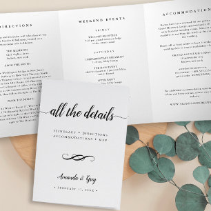 Invitation Trois Volets Détails de mariage simple et élégant