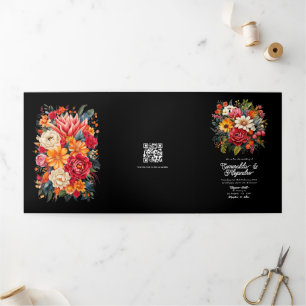 Invitation Trois Volets Détails des invités de mariage Fiesta, Photo & Cod
