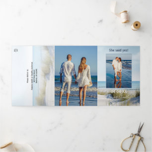 Invitation Trois Volets Dunes et plage 3 Photos Tout en un Mariage
