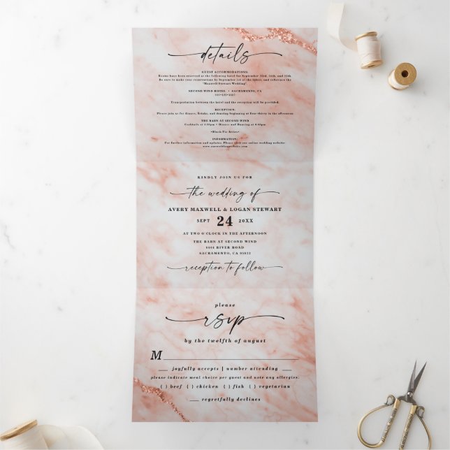 Invitation Trois Volets Élégant bracelet en cuivre avec Mariage à huile (Intérieur)