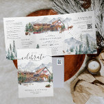 Invitation Trois Volets Élégant Chalet de ski de montagne d'hiver Mariage<br><div class="desc">Pour ceux qui aiment l'idée de monter un télésiège le jour de leur mariage! Les stations de ski mariages sont un endroit si épique pour se marier ! Si vous prenez une télécabine ou un téléski pour vous rendre à votre lieu de résidence mariage, vous apprécierez cette invitation illustrée d’aquarelle....</div>
