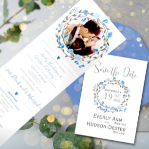 Invitation Trois Volets Élégant Mariage floral de pivoine violette