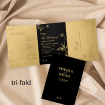 Élégant mariage floral or noir RSVP détails