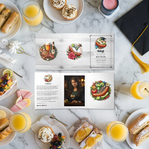 Invitation Trois Volets En vichy rustique & Grill Thème BBQ Graduation