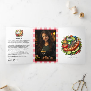 Invitation Trois Volets En vichy rustique & Grill Thème BBQ Graduation