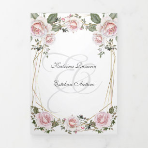 Invitation Trois Volets Español Anglais Rosas Roses Roses Roses Roses Rose