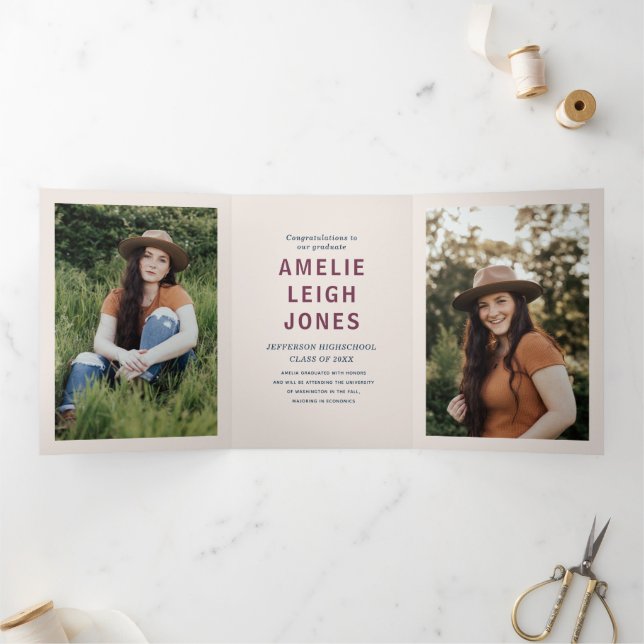 Invitation Trois Volets Fête de graduation colorée moderne (Intérieur)