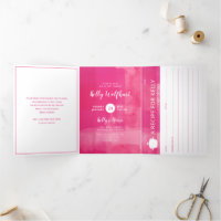 Fête des mariées Fuchsia Potluck avec carte de rec