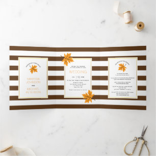 Invitation Trois Volets Feuilles d'érable orange et mariage de automne à r