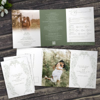 Fleur de lis vert Sage option repas mariage RSVP