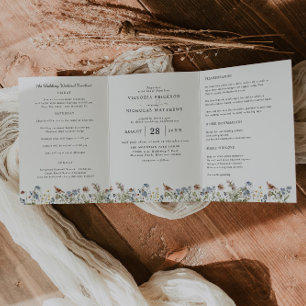 Invitation Trois Volets Fleur Sauvage de Montagne Rustique   Mariage Bohèm