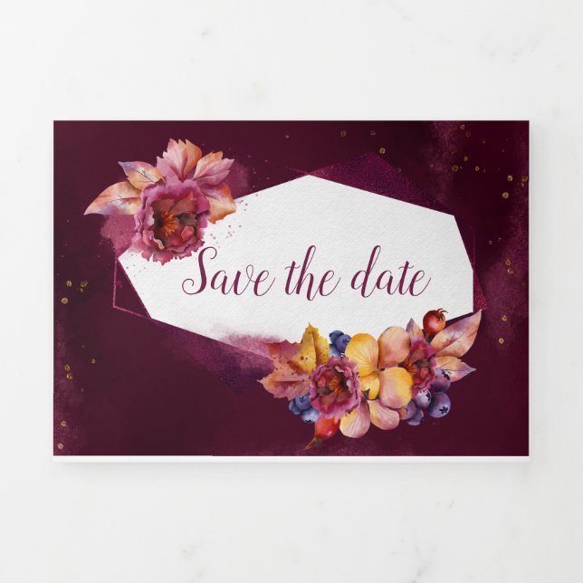 Invitation Trois Volets Fleurs d'automne de Bourgogne (Page de couverture)