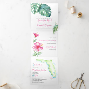 Invitation Trois Volets Floride tropicale tout en un