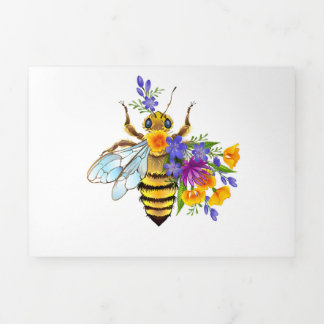 Invitation Trois Volets Flower bee with wild plants