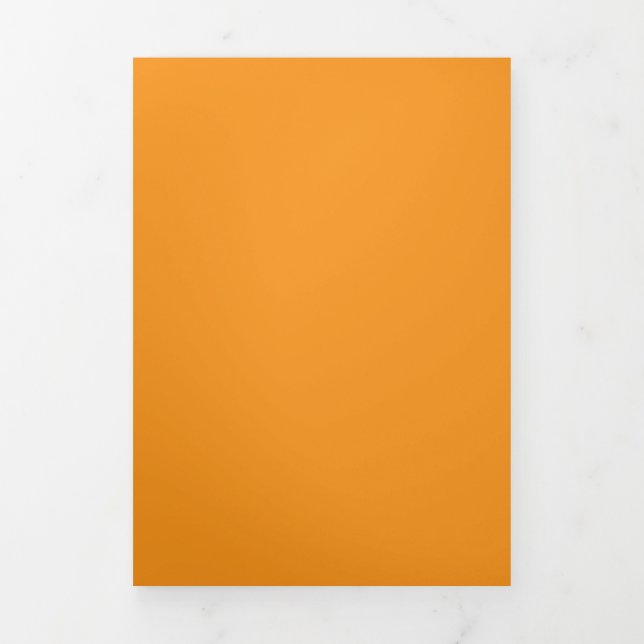 Invitation Trois Volets Fond orange doré uni | Design chaud et riche (Page de couverture)
