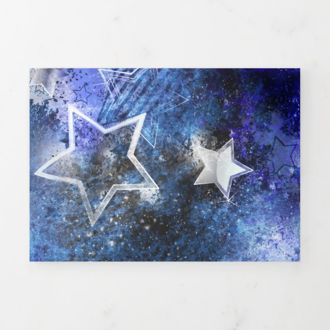 Invitation Trois Volets Fond spatial avec étoiles (Page de couverture)