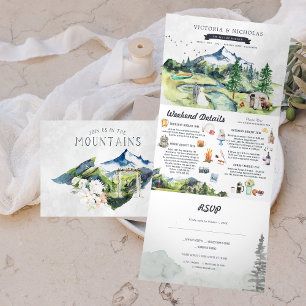Invitation Trois Volets Forêt Rustique   Mariage illustré