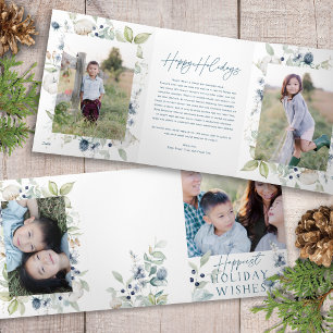 Invitation Trois Volets Frosty Winter Foliage Chic Noël 4 Carte photo