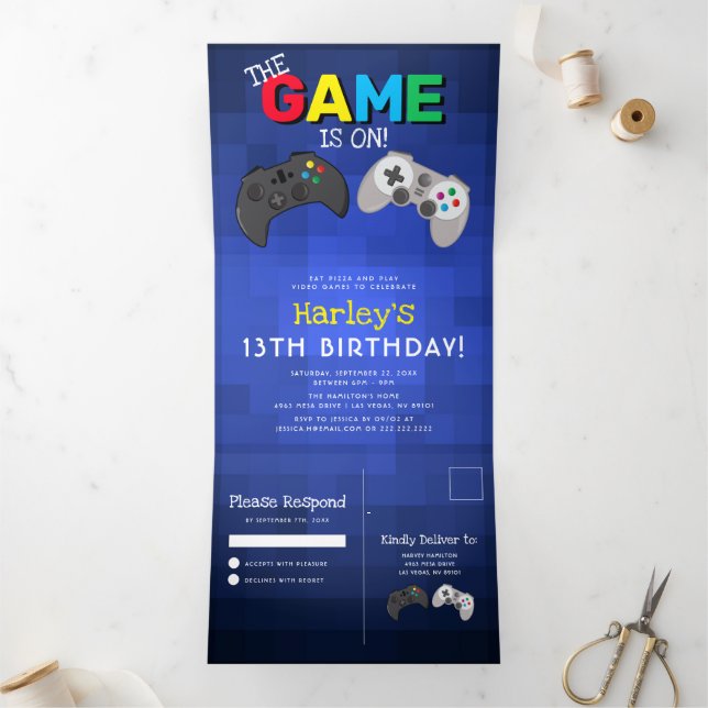 Invitation Trois Volets Gaming ! | Anniversaire de jeu vidéo (Intérieur)