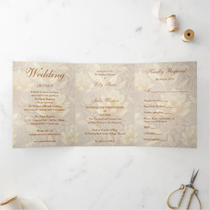 Invitation Trois Volets Golden Sunshine Floral Mariage