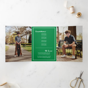 Invitation Trois Volets Green Edgy Abstrait Torn Photo Graduation