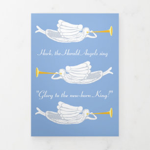 Invitation Trois Volets Hark the herald angels chanter la carte de Noël