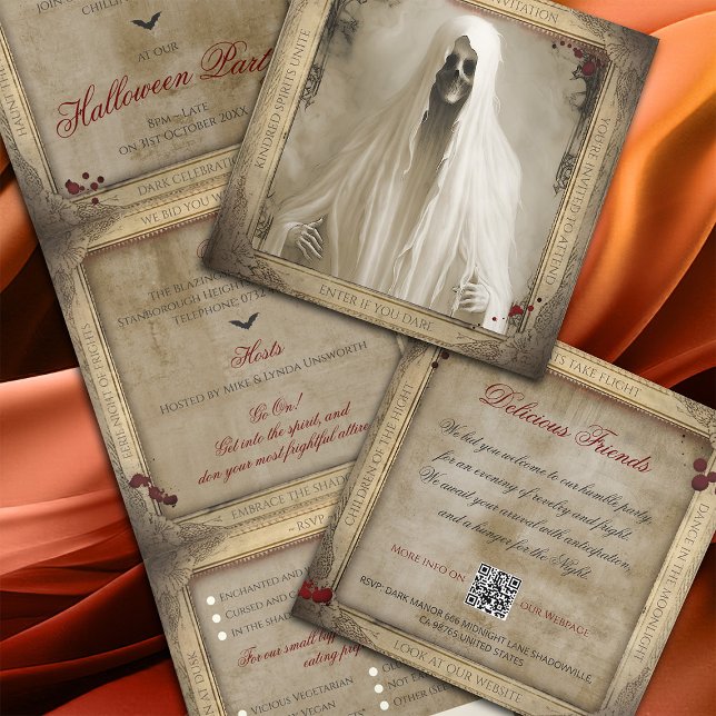 Invitation Trois Volets Haunted Déplaisant Ghost QR Code Halloween (Créateur téléchargé)